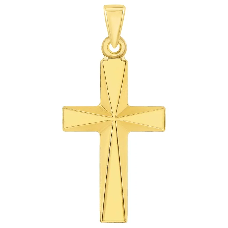 14k Yellow Gold Elegant Religious Plain Cross Pendant