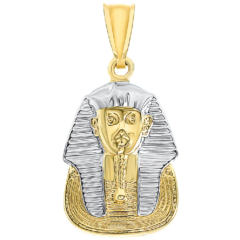 14K Yellow Gold King Tut Charm Egyptian Pharaoh Pendant