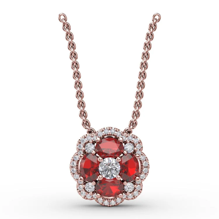 Love in Bloom Ruby and Diamond Pendant