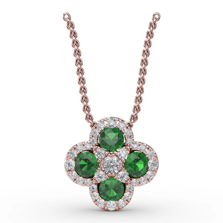 Flower Emerald and Diamond Pendant