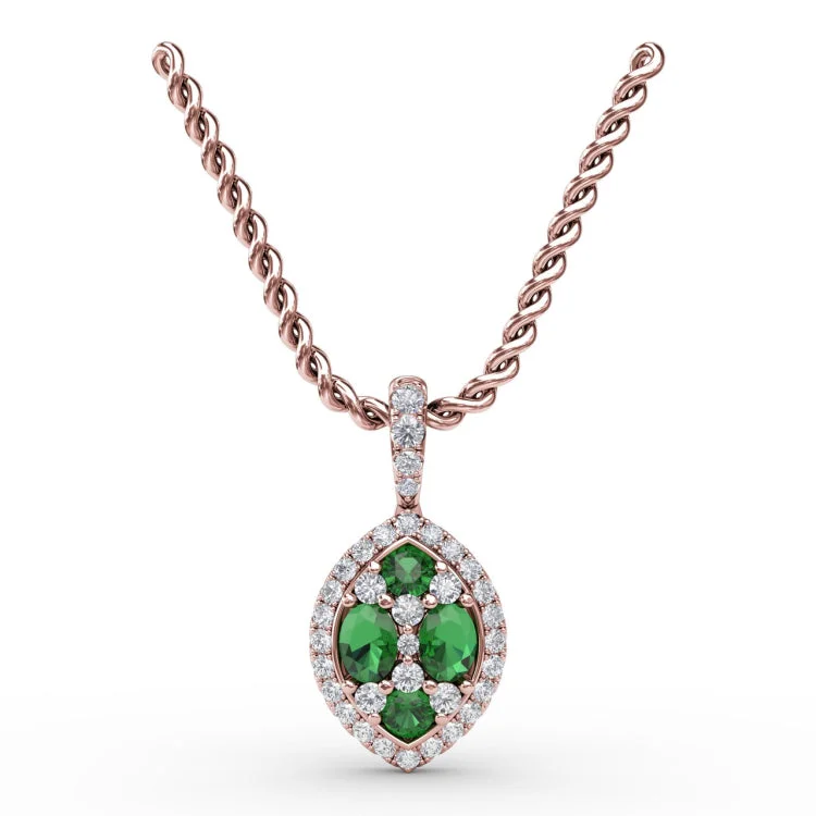 Marquise Emerald and Diamond Pendant