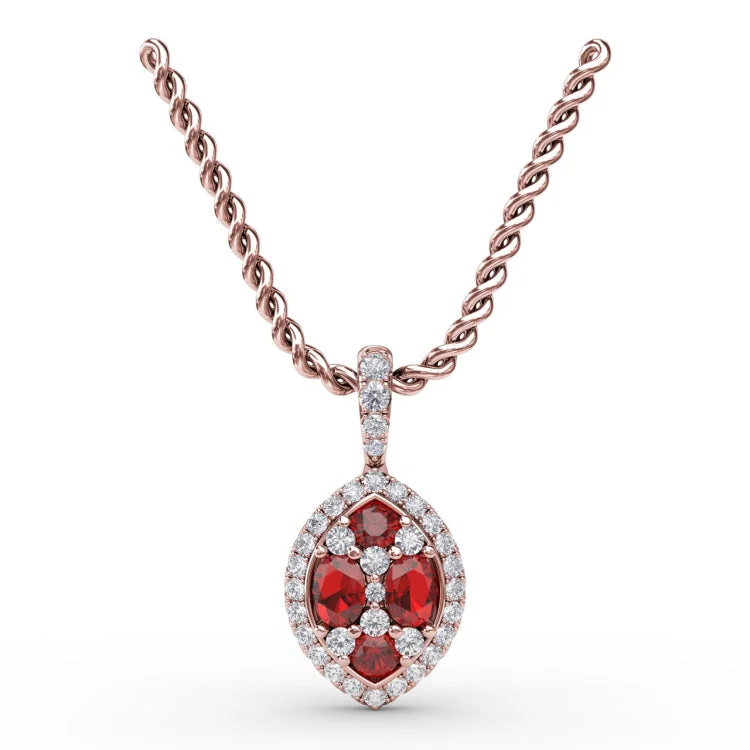 Marquise Ruby and Diamond Pendant