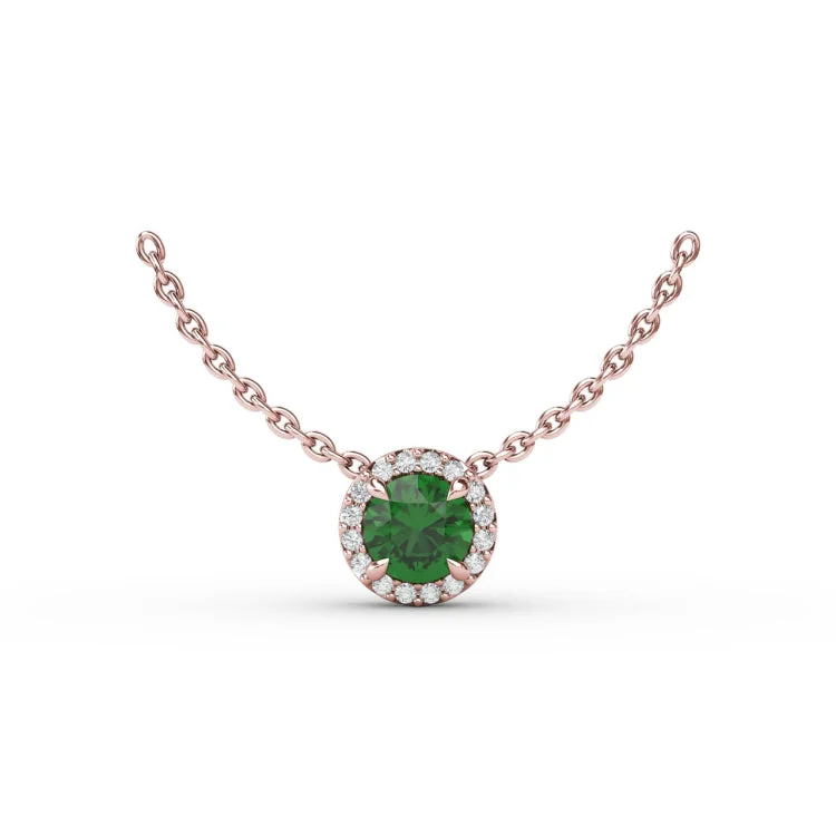 Classic Emerald and Diamond Pendant Necklace