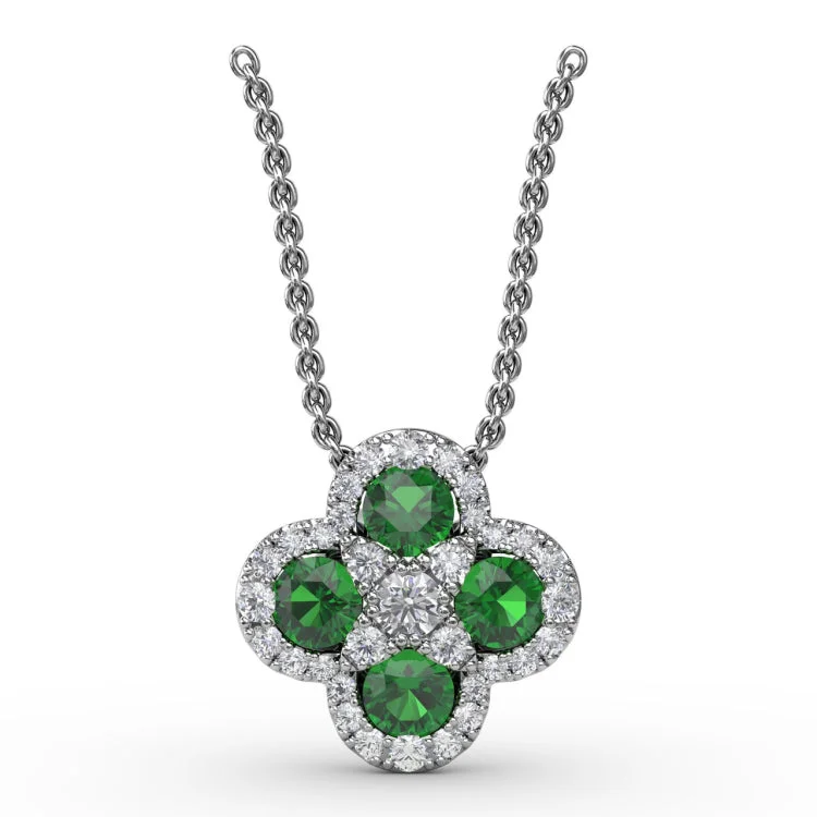 Flower Emerald and Diamond Pendant