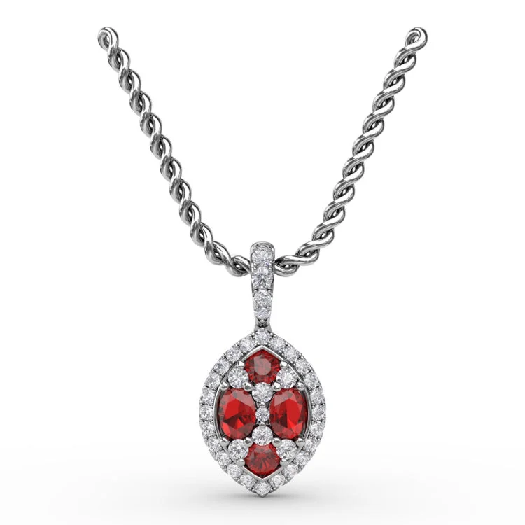 Marquise Ruby and Diamond Pendant