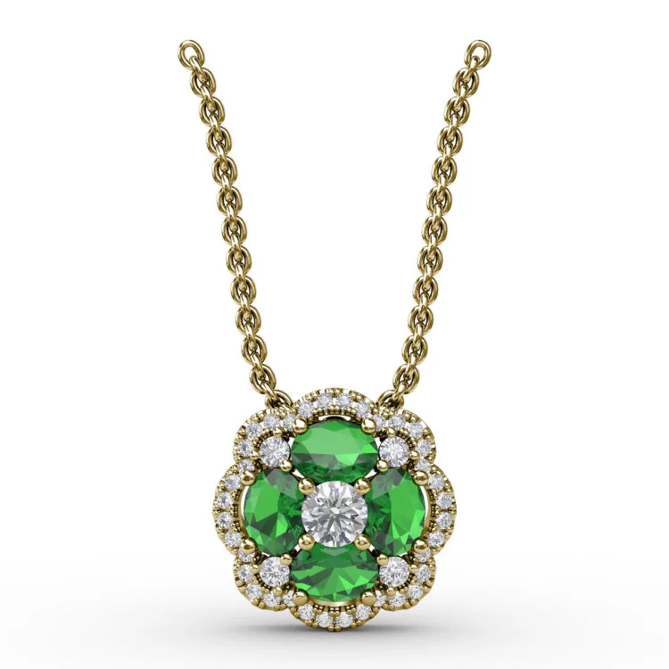 Love in Bloom Emerald and Diamond Pendant