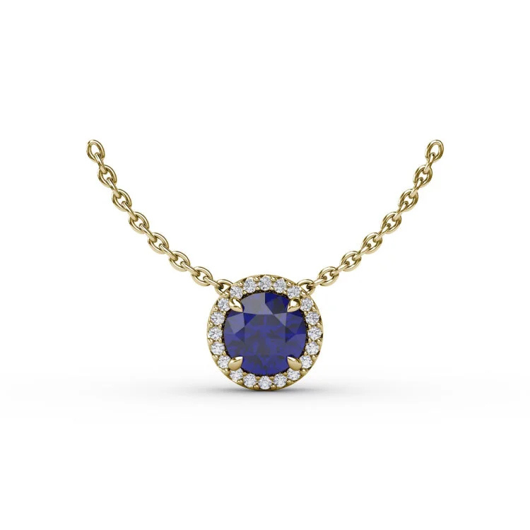 Classic Sapphire and Diamond Pendant Necklace