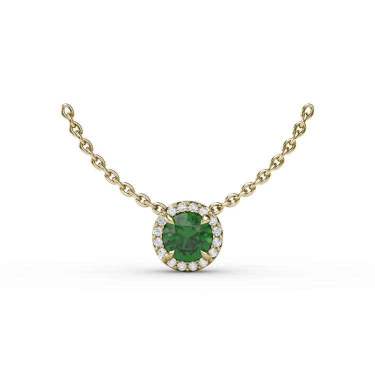 Classic Emerald and Diamond Pendant Necklace