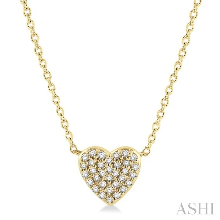 1/8 Ctw Heart Charm Round Cut Diamond Necklace in 10K Yellow Gold