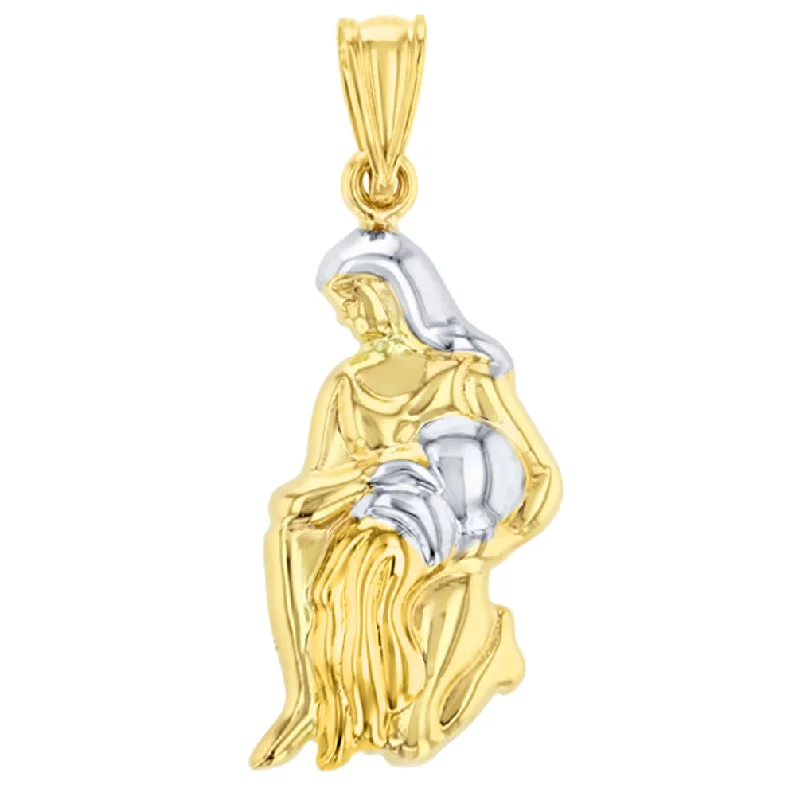 High Polish 14K Yellow Gold Aquarius Zodiac Sign Charm Pendant