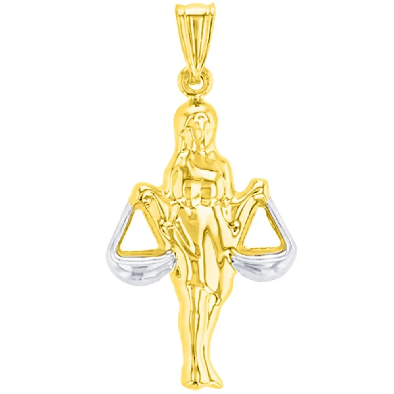 High Polish 14K Yellow Gold Libra Zodiac Sign Charm Holding Scale Pendant