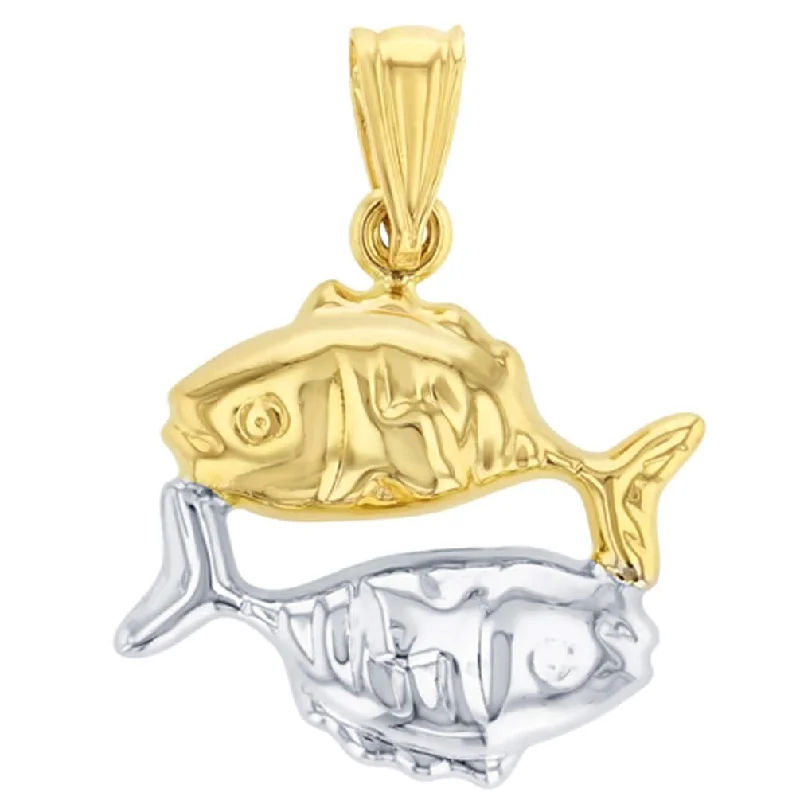 High Polish 14K Yellow Gold Pisces Zodiac Sign Charm Pendant