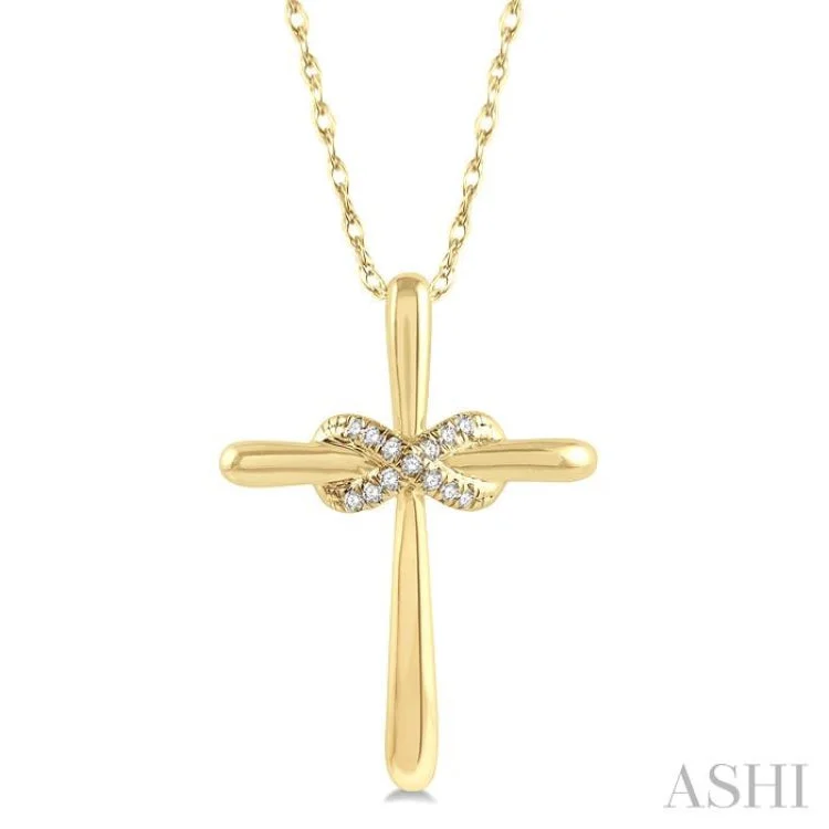 1/20 Ctw Infinity Round Cut Diamond Cross Pendant With Chain in 10K Yellow Gold