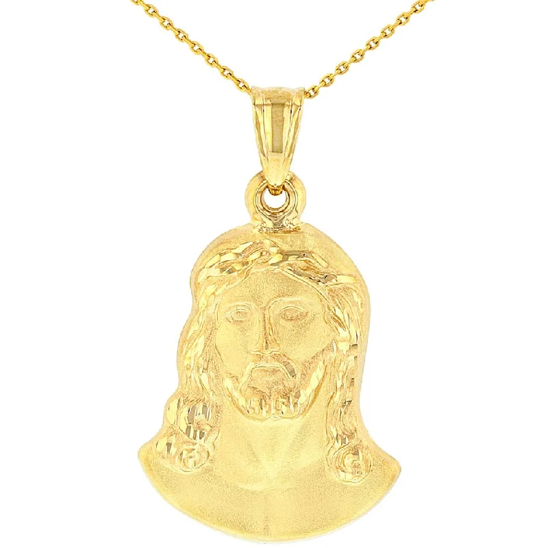 Jewelry America 14K Yellow Gold Face of Jesus Christ Pendant Necklace