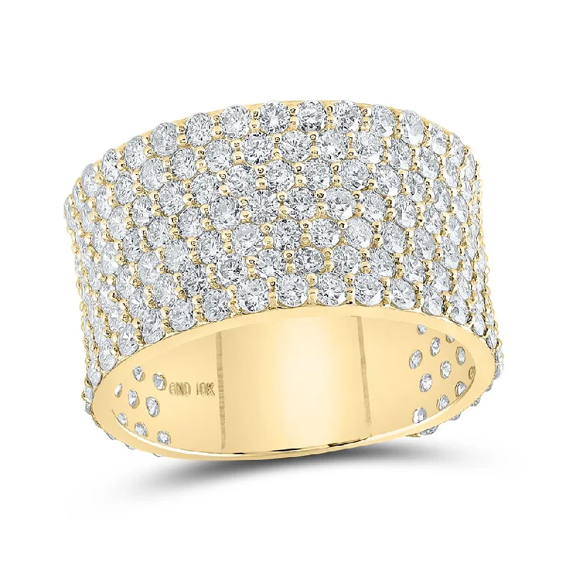 10kt Yellow Gold Mens Round Diamond Pave Band Ring 5-5/8 Cttw