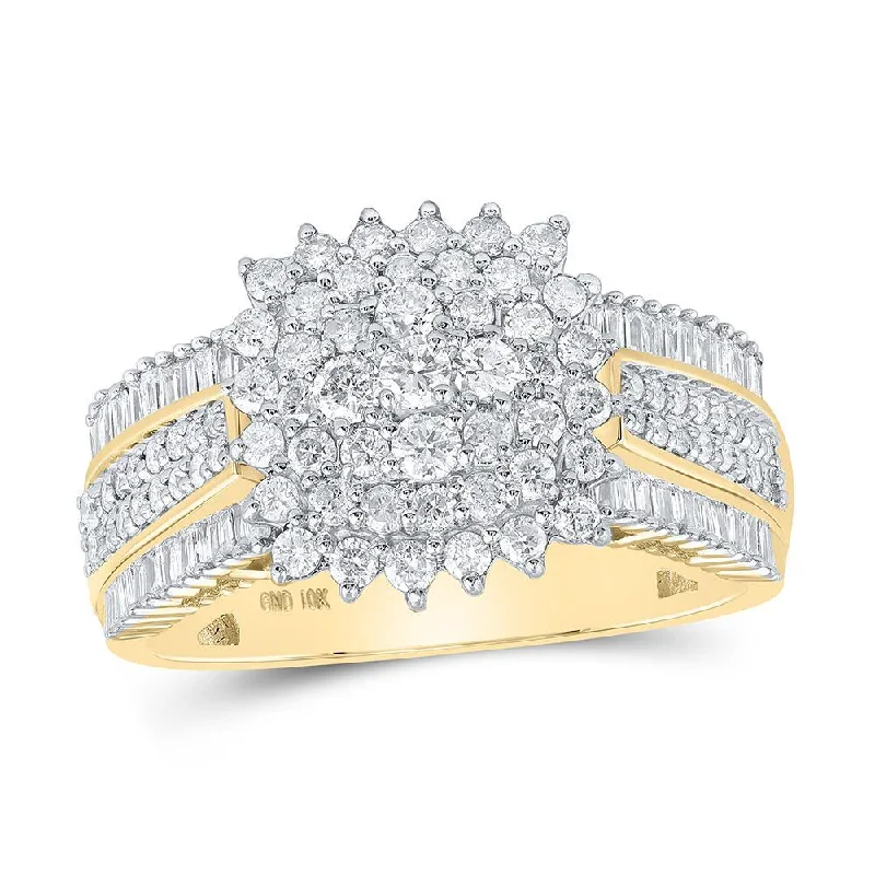 10kt Yellow Gold Womens Round Diamond Cluster Ring 1 Cttw