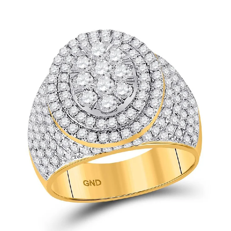 14kt Yellow Gold Mens Round Diamond Cluster Ring 2-1/2 Cttw