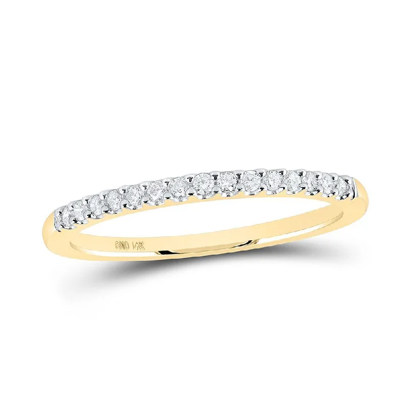 14kt Yellow Gold Womens Round Diamond Single Row Band Ring 1/6 Cttw