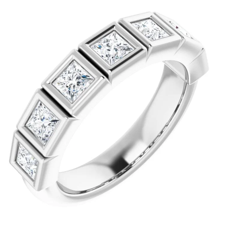 14K White 1 1/8 CTW Natural Diamond Anniversary Band