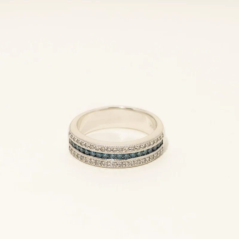 Blue and White Diamond Band in 14kt White Gold (5/8ct tw)