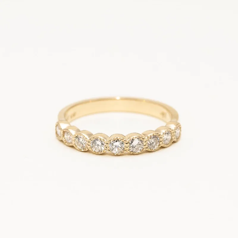 Diamond Milgrain Bezel Band in 14kt Yellow Gold (5/8ct tw)