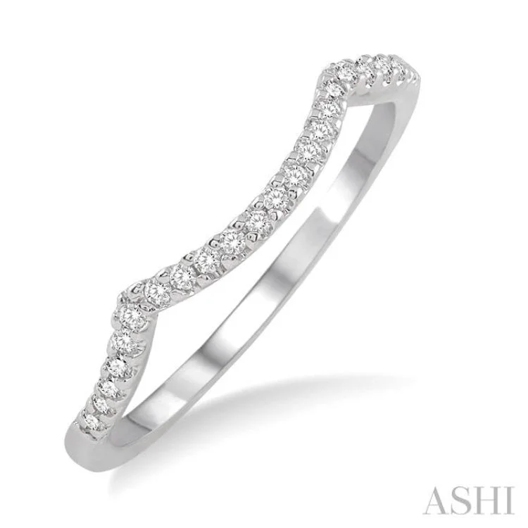 1/10 Ctw Round Cut Diamond Wedding Band in 14K White Gold