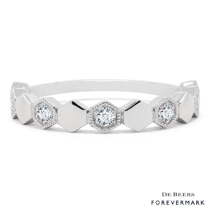 Forevermark Diamond Hexagon Stacking Band in 18kt White Gold (1/7ct tw)