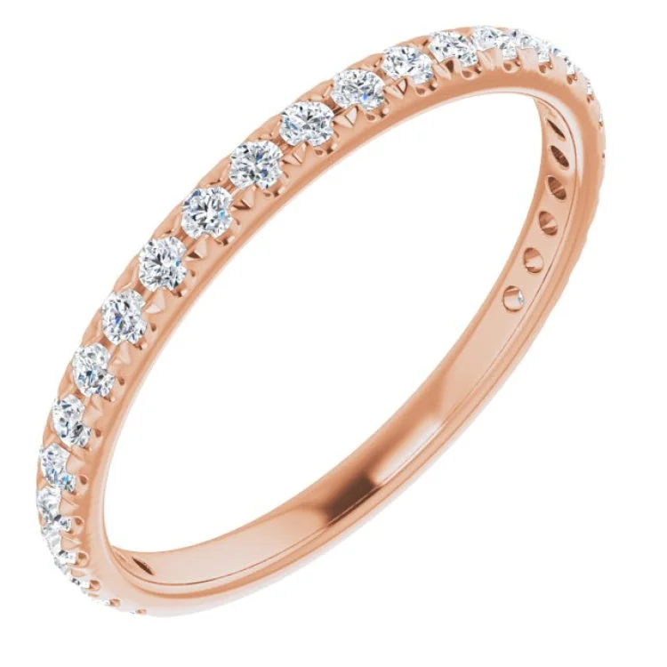 14K Rose 3/8 CTW Natural Diamond French-Set Anniversary Band