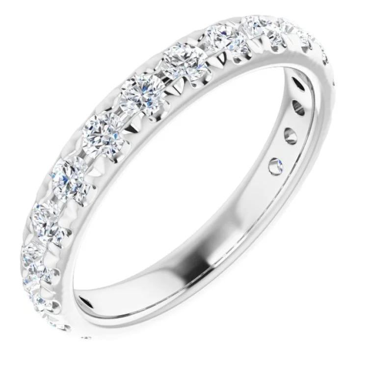 14K White 1 CTW Natural Diamond French-Set Anniversary Band