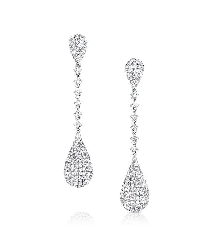 18KT White Gold Teardrop Diamond Earrings