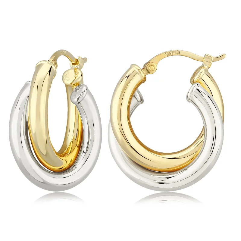 14K Yellow Gold Tt Dbl 3X18mm Tube Hoop Earrings