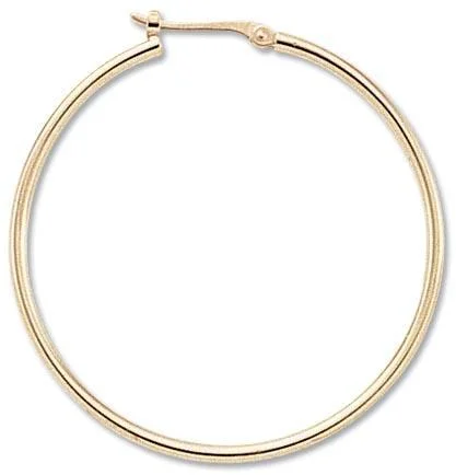 14K Yellow Gold 1.5X30mm S/D Hoop Earrings