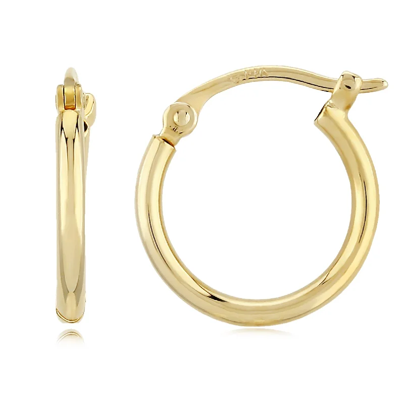 14K Yellow Gold 1.5X12mm S/D Hoop Earrings