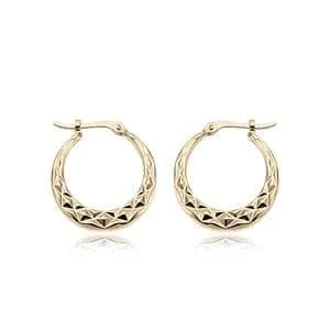 14K Yellow Gold Sm. Diamond Cut Hoop Sd Earrings