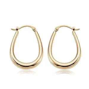 14K Yellow Gold U Shape Hoop S/D Earrings