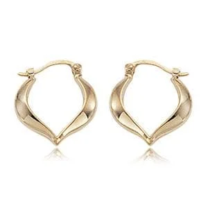 14K Yellow Gold Heart Shape Hoop Earrings