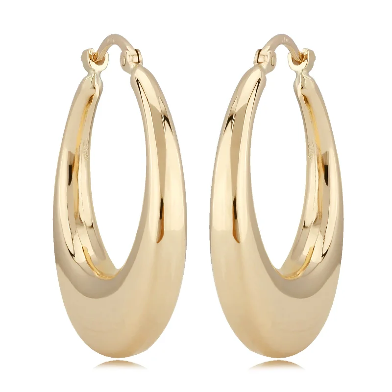 14K Yellow Gold Pl Shell Hoop S/D Earrings