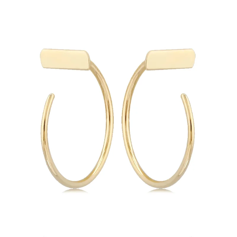 14KY Simple Bar Hoop Earrings