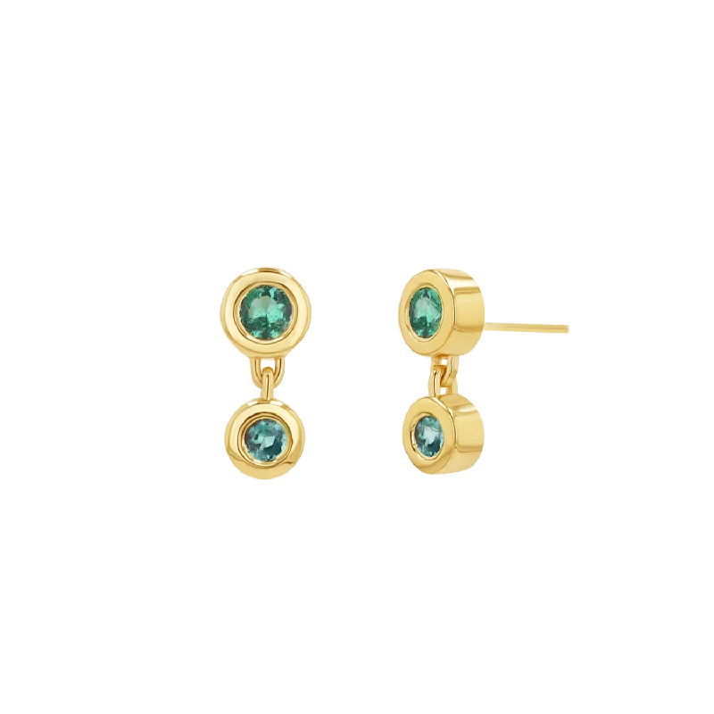 Linked Emerald Duo Studs