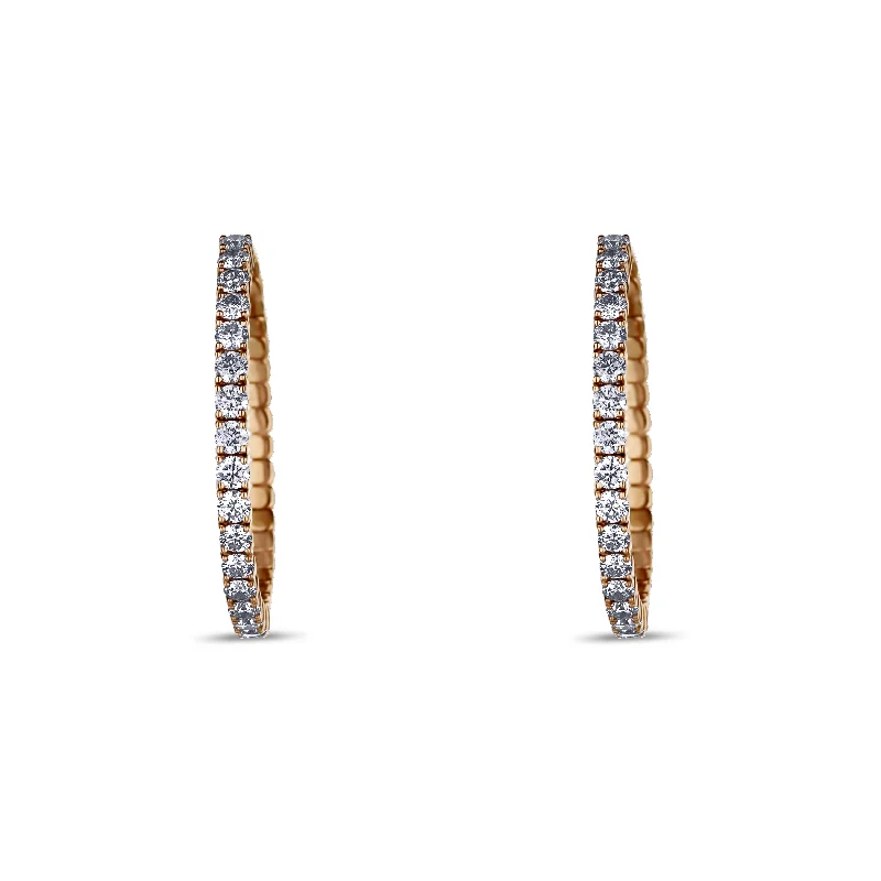 14K Rose Gold Diamond Hoops