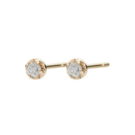 14K Tiny Diamond Prong Studs