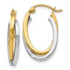 14K TT Gold Double Oval Hoop Earrings 2.0grms