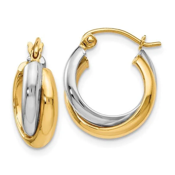 14K TT Gold Small Double Hoop Earrings