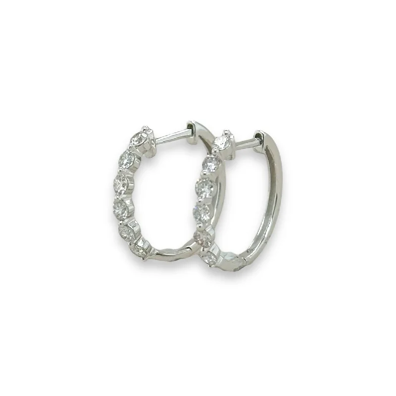 14K W Gold 0.60ctw I/SI1 Diamond Hoop Earrings