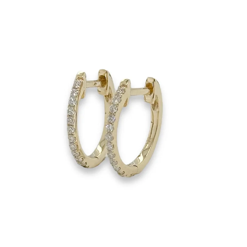 14K Y Gold 0.17ctw Oval Diamond Hoop Earrings