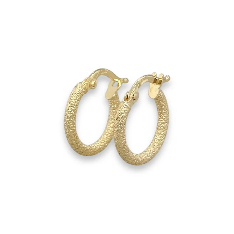 14K Y Gold 14mm Textured Hoop Earrings