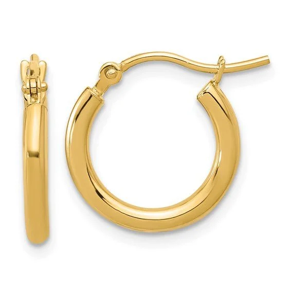 14K Y Gold 2X16MM Round Hoop Earrings