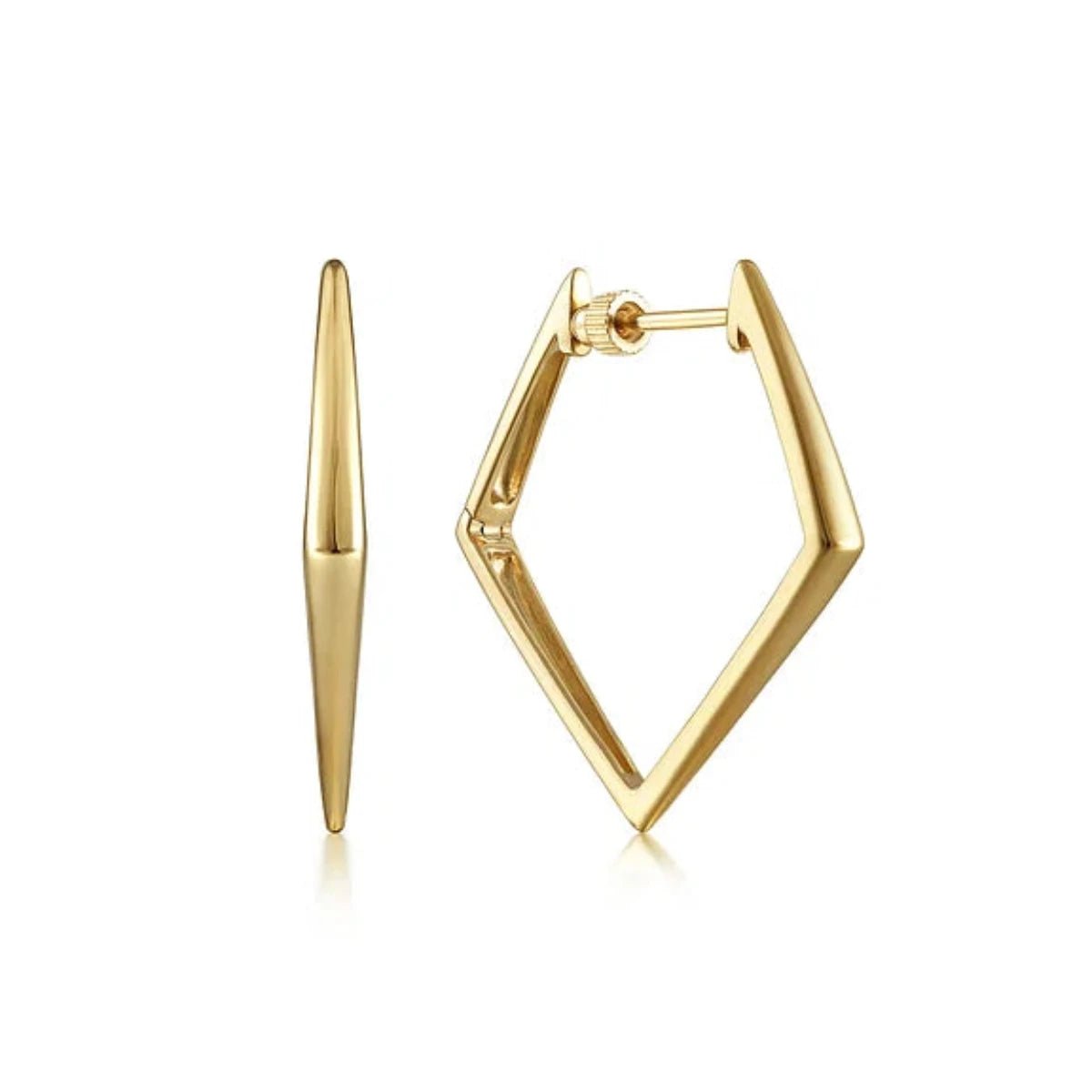 14K Y Gold 30mm Triangular Classic Hoop Earrings