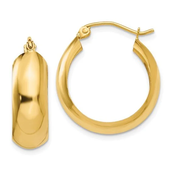 14K Y Gold 6.5mm Round Hoop Earrings