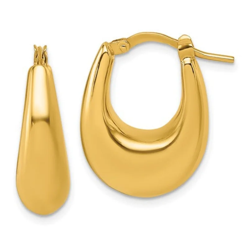 14K Y Gold Polished Hollow Puffed Oval Hoop earrings